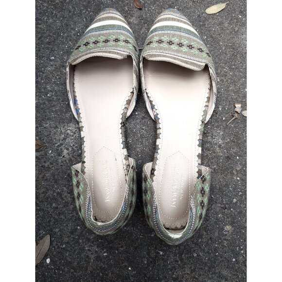 Isaac Mizrahi New York Green & Beige Patterned Flats - Picture 7 of 12